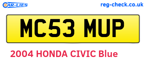 MC53MUP are the vehicle registration plates.