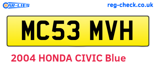 MC53MVH are the vehicle registration plates.