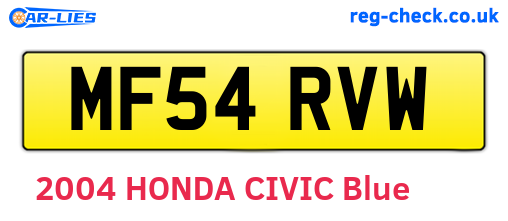 MF54RVW are the vehicle registration plates.