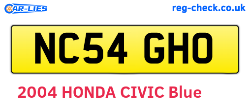 NC54GHO are the vehicle registration plates.