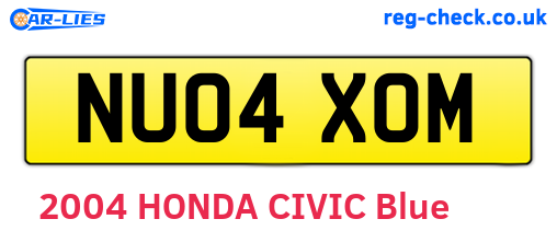 NU04XOM are the vehicle registration plates.