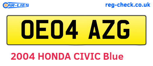 OE04AZG are the vehicle registration plates.