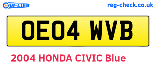 OE04WVB are the vehicle registration plates.