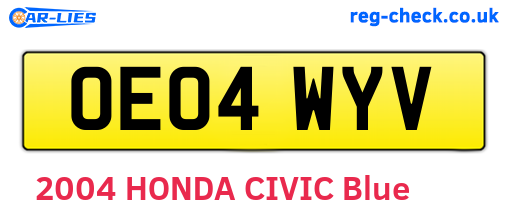 OE04WYV are the vehicle registration plates.