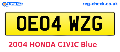OE04WZG are the vehicle registration plates.