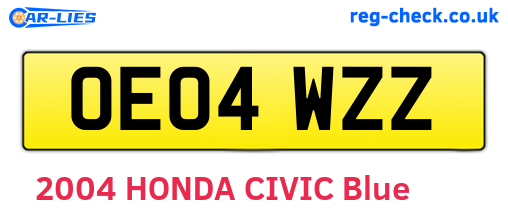 OE04WZZ are the vehicle registration plates.