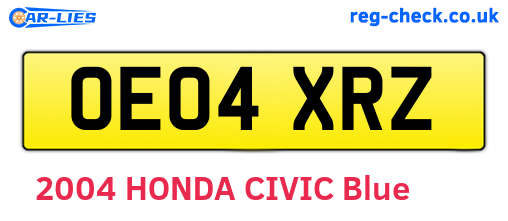 OE04XRZ are the vehicle registration plates.