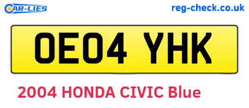 OE04YHK are the vehicle registration plates.