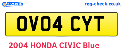 OV04CYT are the vehicle registration plates.