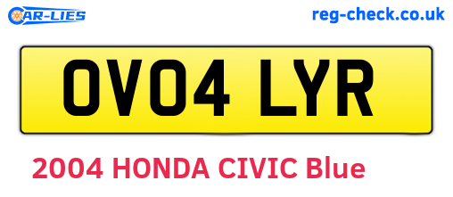 OV04LYR are the vehicle registration plates.