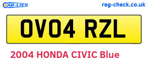 OV04RZL are the vehicle registration plates.