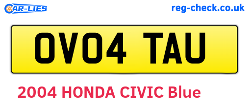 OV04TAU are the vehicle registration plates.