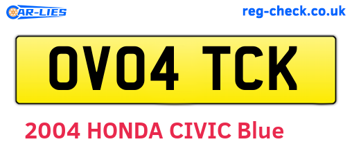 OV04TCK are the vehicle registration plates.