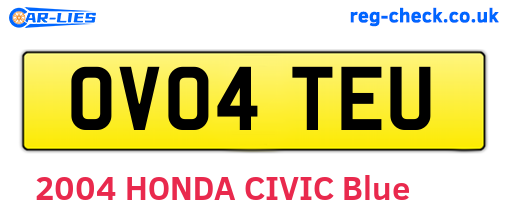 OV04TEU are the vehicle registration plates.