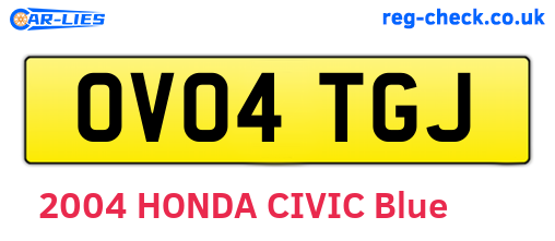 OV04TGJ are the vehicle registration plates.