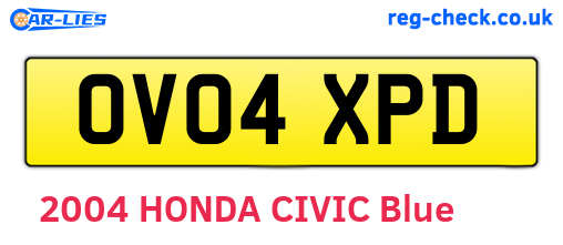 OV04XPD are the vehicle registration plates.