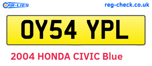 OY54YPL are the vehicle registration plates.