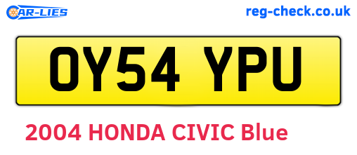 OY54YPU are the vehicle registration plates.