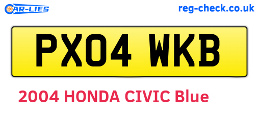 PX04WKB are the vehicle registration plates.