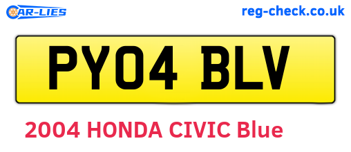 PY04BLV are the vehicle registration plates.
