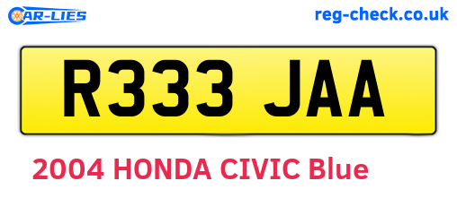 R333JAA are the vehicle registration plates.