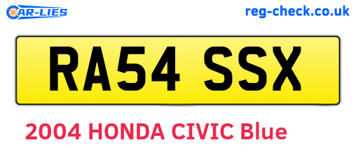 RA54SSX are the vehicle registration plates.