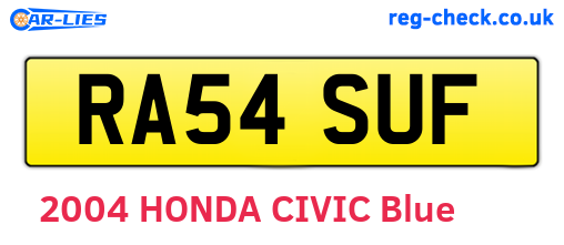 RA54SUF are the vehicle registration plates.