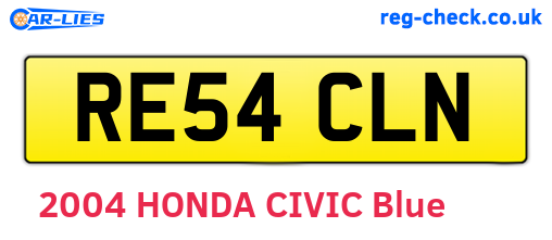 RE54CLN are the vehicle registration plates.