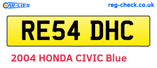 RE54DHC are the vehicle registration plates.