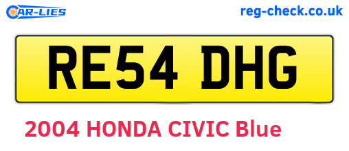 RE54DHG are the vehicle registration plates.