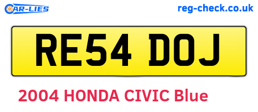 RE54DOJ are the vehicle registration plates.