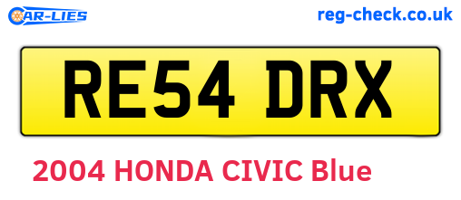 RE54DRX are the vehicle registration plates.