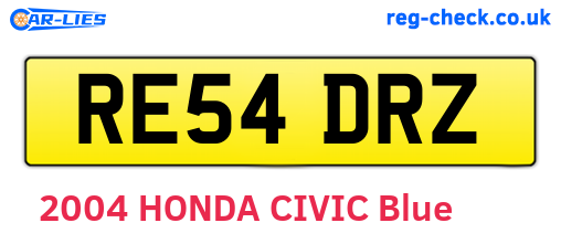 RE54DRZ are the vehicle registration plates.