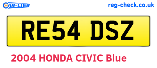 RE54DSZ are the vehicle registration plates.