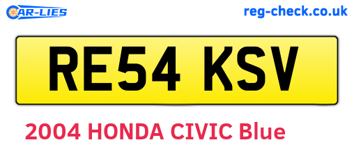 RE54KSV are the vehicle registration plates.
