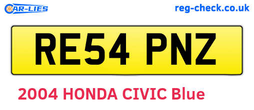 RE54PNZ are the vehicle registration plates.