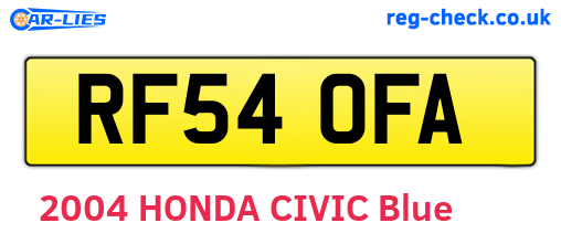 RF54OFA are the vehicle registration plates.