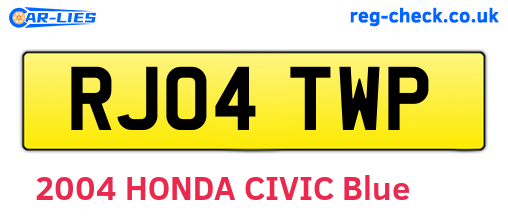 RJ04TWP are the vehicle registration plates.