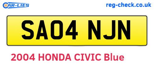 SA04NJN are the vehicle registration plates.
