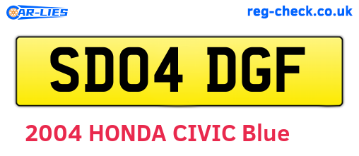 SD04DGF are the vehicle registration plates.