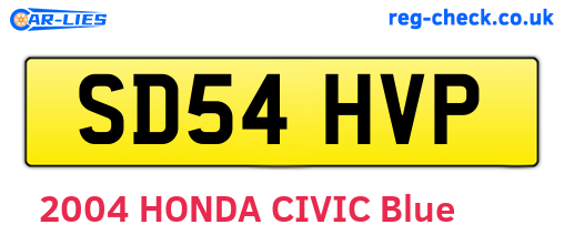 SD54HVP are the vehicle registration plates.