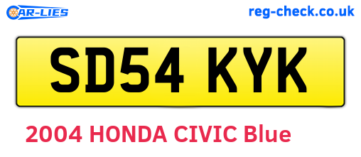 SD54KYK are the vehicle registration plates.