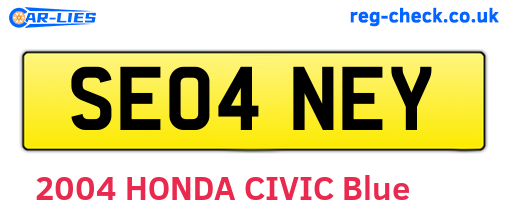 SE04NEY are the vehicle registration plates.