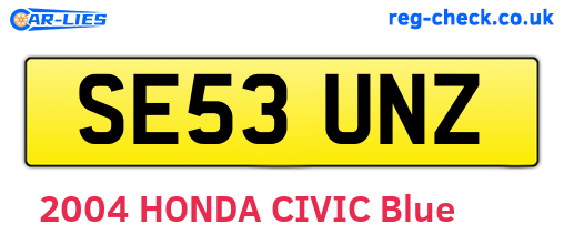 SE53UNZ are the vehicle registration plates.