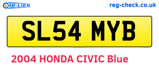 SL54MYB are the vehicle registration plates.