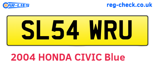 SL54WRU are the vehicle registration plates.