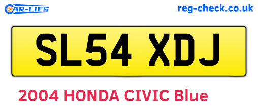 SL54XDJ are the vehicle registration plates.