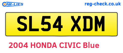 SL54XDM are the vehicle registration plates.