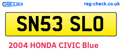 SN53SLO are the vehicle registration plates.