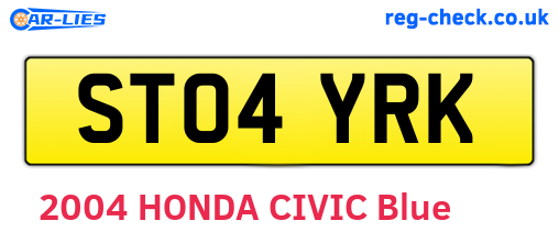 ST04YRK are the vehicle registration plates.